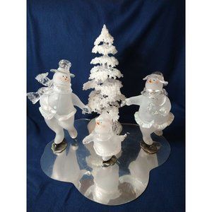 Grandeur Noel Ice Skating Snowman Family Collectors Edition 2002 Christmas Holid